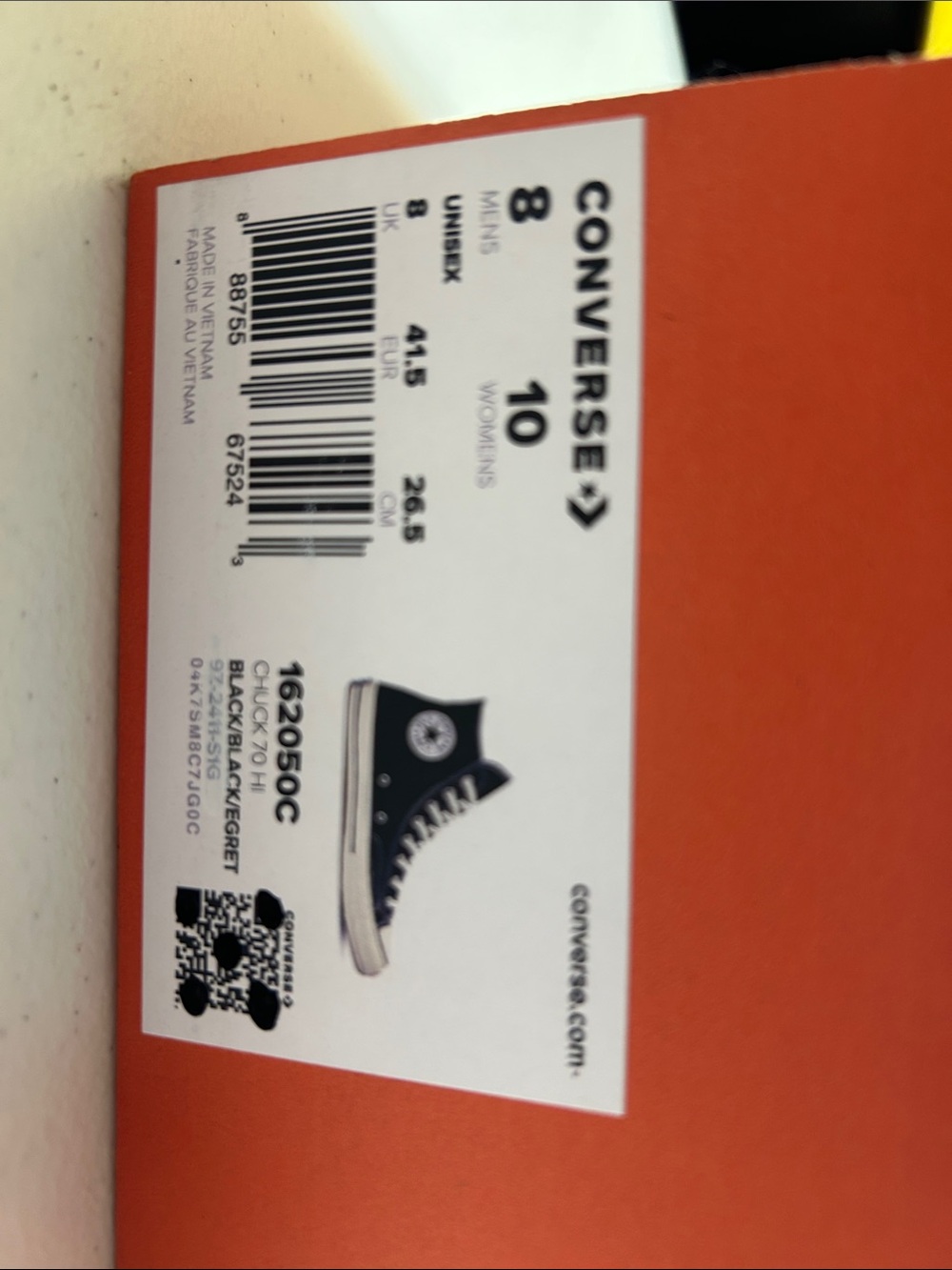 Converse unisex Black and White High Top Sneakers - Picture 5 of 5